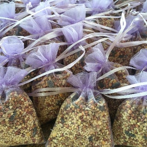 50 Lavender-Colored Birdseed Bags, Organic Wedding Favors, Eco-Friendly, All Natural, With Fast Shipment Included