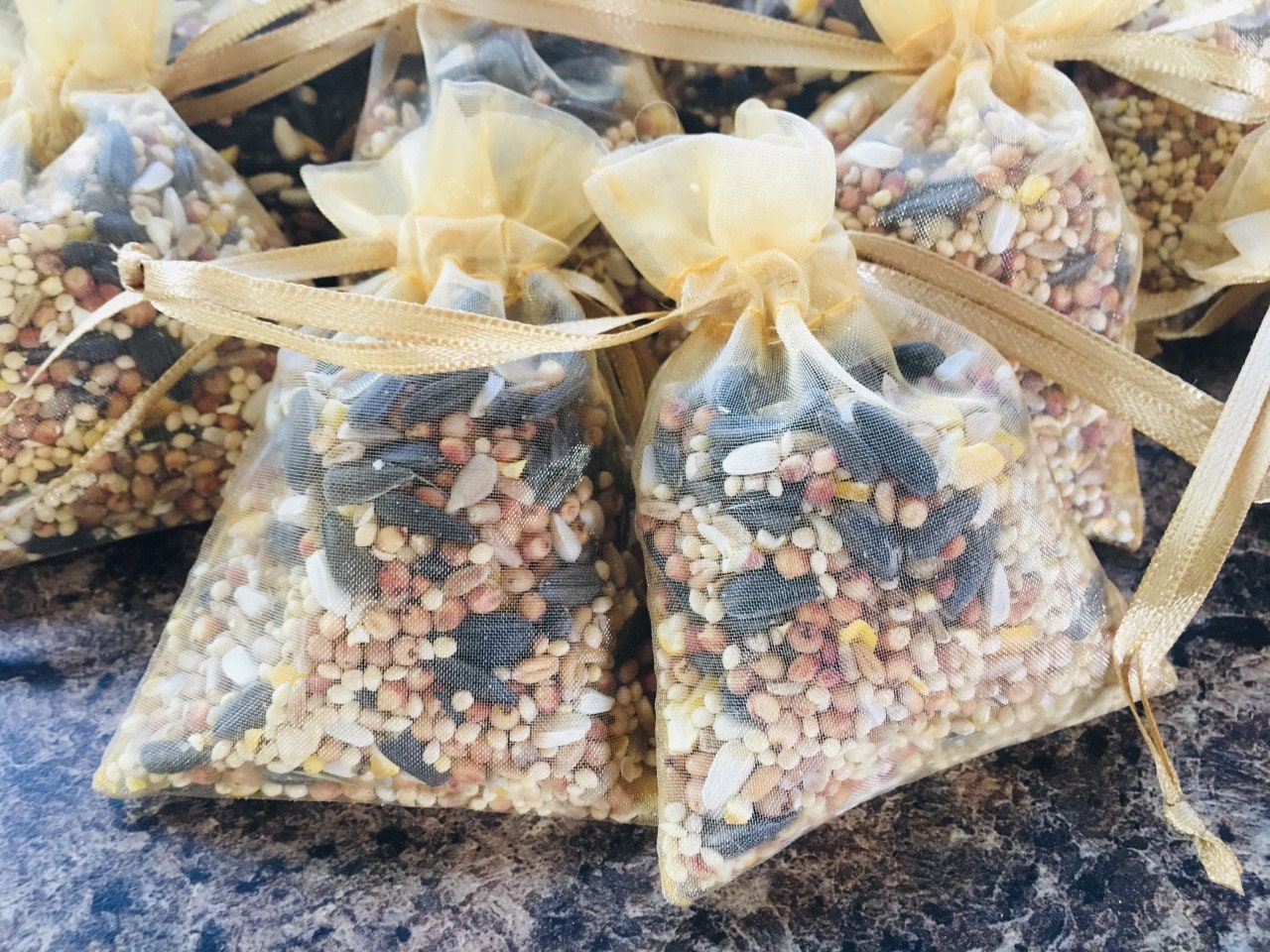50 Goldcolored Birdseed Bags Organic Wedding Favors Etsy