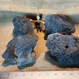 4 Large, Black Lava Rocks – Perfect for Aquariums, Terrariums, Succulents