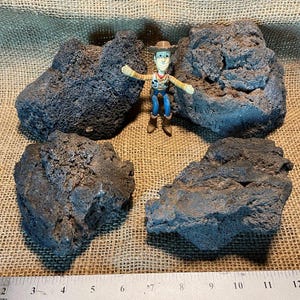 4 Large, Black Lava Rocks – Perfect for Aquariums, Terrariums, Succulents