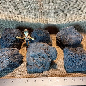 6 Large, Black Lava Rocks – Perfect for Aquariums, Terrariums, Succulents