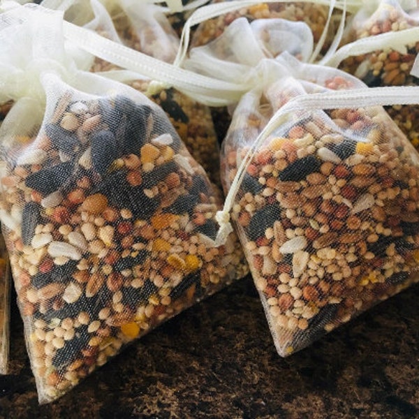 50 Ivory-Colored Birdseed Bags, Organic Wedding Favors, Eco-Friendly, All Natural, With Fast Shipment Included