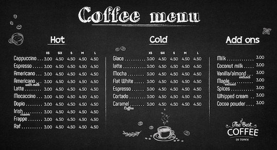 Cafe Menu – 5 Stones Coffee Co