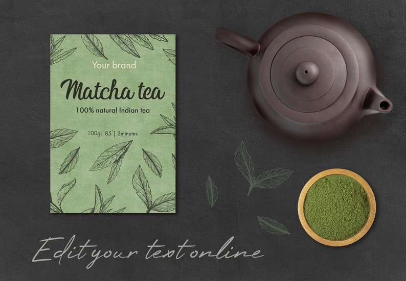Tea Label Template Matcha Tea Label Editable Tea Labels Etsy