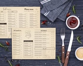 Menu Template, Restaurant, Cafe Menu, Food Menu, Branding, Minimalist, Fully Editable, Instant Download
