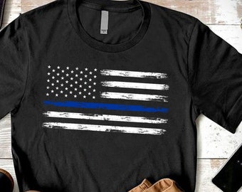Blue Line T-Shirt, Thin Blue Line, Custom Police Gift, Customizable Police Shirt, Police Gifts, Blue Line Gifts, Custom Police Shirt