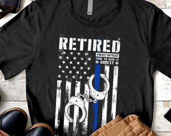 Retired Police Officer, Blue Line T-Shirt, Thin Blue Line, Custom Police Gift, Customizable Police Shirt, Police Gifts, Blue Line Gifts