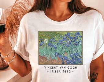 Van Gogh-t-shirt, irissen Kunstliefhebber Esthetiek, Van Gogh cadeau, Van Gogh-t-shirt, shirt kunstleraar, cadeau kunstliefhebber, shirt Vincent van Gogh