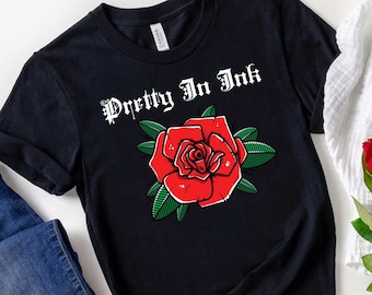 Pretty In Ink T-shirt, grappig getatoeëerd, tatoeageshirt, tatoeage grafisch T-shirt, tatoeage cadeau, tatoeage T-shirt, grappig tattoo-shirt, tattoo-liefhebber