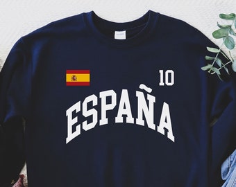 Espana Crewneck, Espana jersey, Spain football, Personalized number, Spain gift, World cup shirt, Spain Shirt, Spain football fans