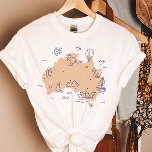 Chemise Australie, t-shirts pour amoureux de l'Australie, chemise carte australienne, drapeau australien, t-shirt fête de l'Australie, chemises australiennes, chemises australiennes