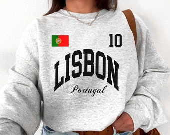 Lisbon Shirt, Portugal Shirt, Lisbon Sweatshirt, Portugal Crewneck Sweatshirt for Her, Lisbon Gift, Portugal Souvenir, retro football