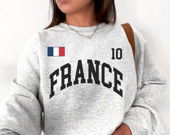France Crewneck, France jersey, France football, Personalized number, French gift, World cup shirt, French Shirt, France football fans, P