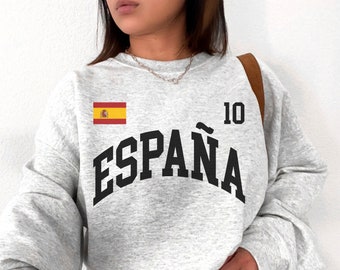 Espana Crewneck, Espana jersey, Spain football, Personalized number, Spain gift, World cup shirt, Spain Shirt, Spain football fans
