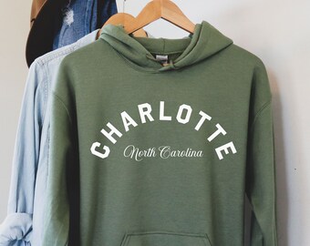 Charlotte Hoodie, Charlotte T-Shirt, Charlotte North Carolina, Charlotte College-Stil, Charlotte Sweatshirt, Charlotte Vintage
