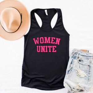 Camiseta sin mangas con espalda cruzada Women Unite, camiseta sin mangas Women Unite, camiseta feminista, camiseta feminista, regalo para niña, regalo para mejor amiga, Girl Power,