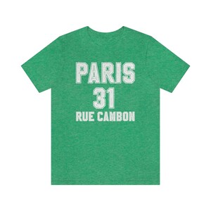 Maglietta Parigi, Parigi 31 Rue Cambon, Maglietta Torre Eiffel, Maglietta Abbigliamento da viaggio, Maglietta Parigi da donna, Magliette Parigi, Skyline di Parigi immagine 5