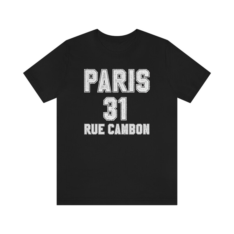 Maglietta Parigi, Parigi 31 Rue Cambon, Maglietta Torre Eiffel, Maglietta Abbigliamento da viaggio, Maglietta Parigi da donna, Magliette Parigi, Skyline di Parigi immagine 3