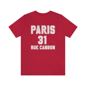 Maglietta Parigi, Parigi 31 Rue Cambon, Maglietta Torre Eiffel, Maglietta Abbigliamento da viaggio, Maglietta Parigi da donna, Magliette Parigi, Skyline di Parigi immagine 8