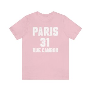 Maglietta Parigi, Parigi 31 Rue Cambon, Maglietta Torre Eiffel, Maglietta Abbigliamento da viaggio, Maglietta Parigi da donna, Magliette Parigi, Skyline di Parigi immagine 7