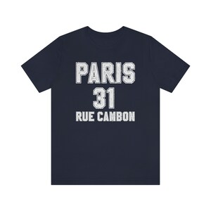 Maglietta Parigi, Parigi 31 Rue Cambon, Maglietta Torre Eiffel, Maglietta Abbigliamento da viaggio, Maglietta Parigi da donna, Magliette Parigi, Skyline di Parigi immagine 6