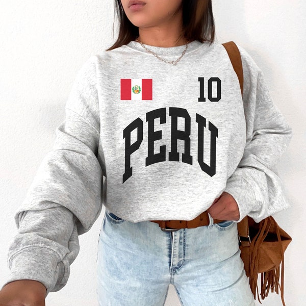 Pull à col rond du Pérou, maillot du Pérou, t-shirt du Pérou, cadeaux du Pérou, chemise du Pérou, t-shirt du Pérou, cadeau des fans du Pérou, jeu du Pérou, coupe du monde du Pérou