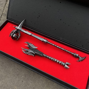 Daedric War Hammer Two-Hand Giant Hammer Daedric One Hand Hammer Fantastic One-Sixth Skyrim Hammer 2 in 1 Pack