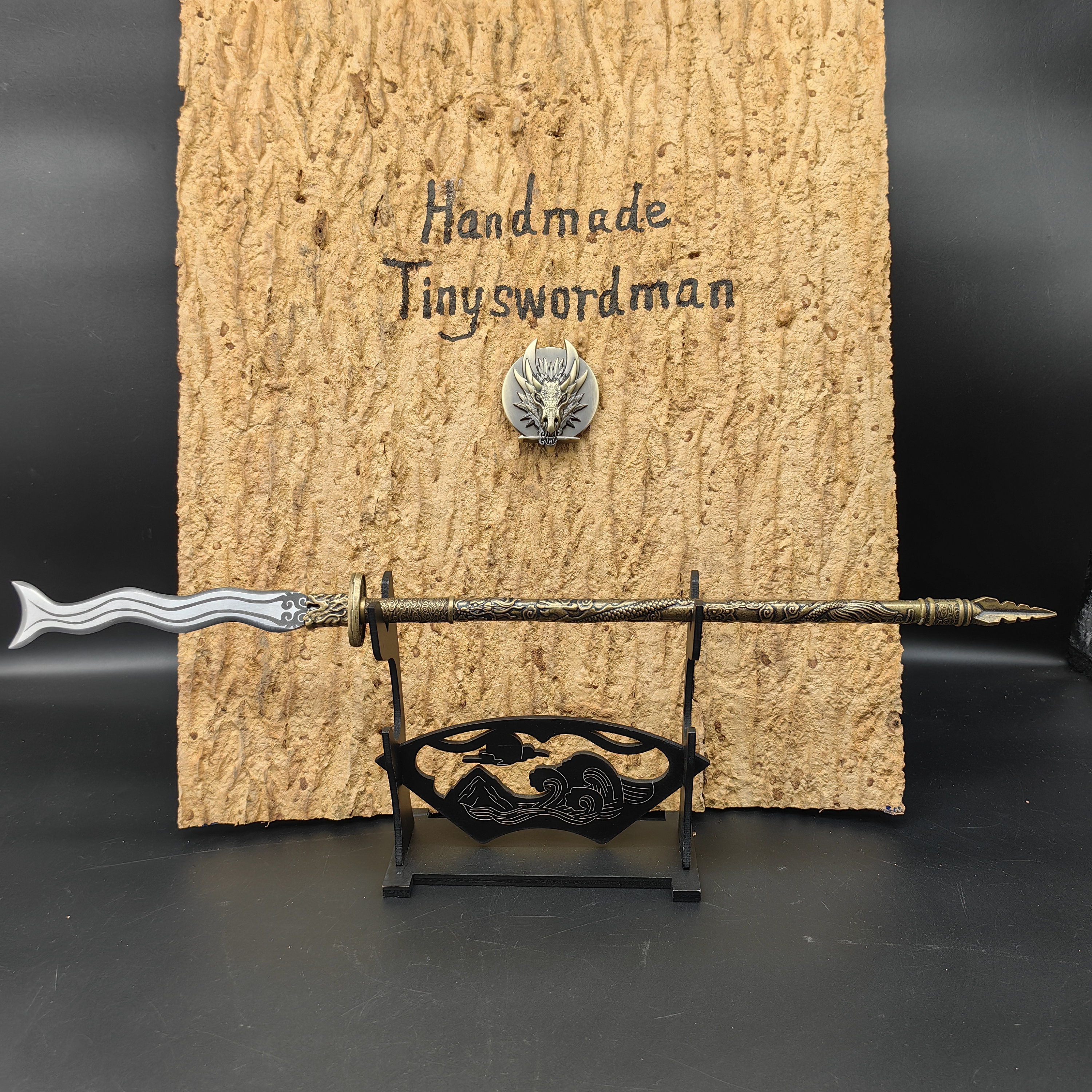 Hand-forged Zhangfei Snake Spear: Brass Handle Steel Blade Replica