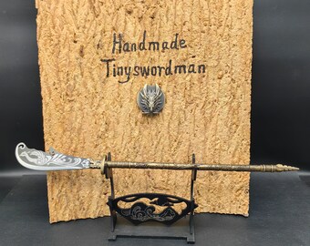 手鍛造真鍮柄槍ミニチュア趙雲槍呂布槍古代長柄武器騎兵槍小型レプリカ