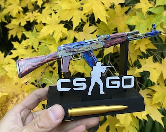 CSGO AK47 case geharde miniatuur CS2 kleine AK47 gamer kerstcadeau met 3D-geprinte standaard