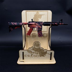 CSGO M4A4 Howl Tiny Gun Metal M4A4 miniatuur gamingkamerdecoratie met houten standaard