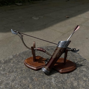 Skyrim Steel Hunting Bow Replica 1:6 Metal Bow Miniature Stealth Archers Build Fan Made Viking Style Bow Collectible Elder Scroll Craft