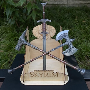 One-Sixth Skyrim Steel Greatsword 1:6 Metal Sky Forged Gaint Axe Viking Axe Two-Hand Warrior Hammer Miniature Gamer Souvenir Home Decoration