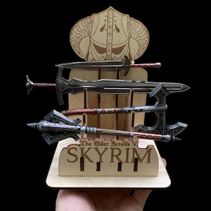 One-Sixth Skyrim Steel Sword Skyforged Axe Steel Hammer Steel Dagger Handmade Metal Miniature Prop Figure Sword For Game Room Decor