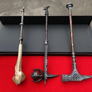 Ultimate Skyrim Two Hand Warrior Gift Skyforged War Hammer Giant Daedric Hammer Top Rank Dragon Bone Hanmmer 1:6 Metal Miniature 3 In 1 Pack