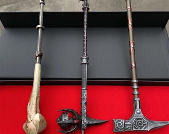 Ultimate Skyrim Two Hand Warrior Gift Skyforged War Hammer Giant Daedric Hammer Top Rank Dragon Bone Hanmmer 1:6 Metal Miniature 3 In 1 Pack