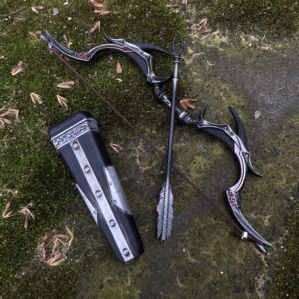 Metall Daedric Bogen Top Rank Skyrim Stealth Bogenschützen Waffe Fantanstic Skyrim Daedric Waffe Bogen 1: 6 Fan Made Art für Display