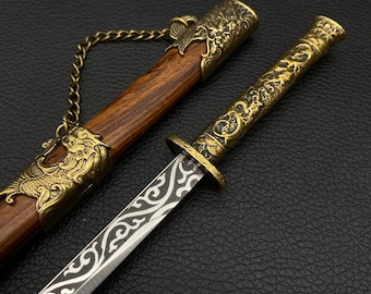 Hand-Forged Miniature Tang Sword: High-End Steel Replica