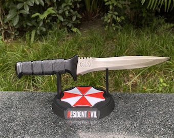 Metal Re4 Leon Primal Knife Leon S Kennedy Cosplay Prop Re4 Game Room Decoration With Umbrella 3D Printed Stand