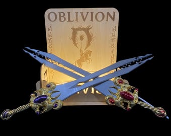 Oblivion Dawnfang/Duskfang Sword Replica: Handmade Metal Shivering Isles Display