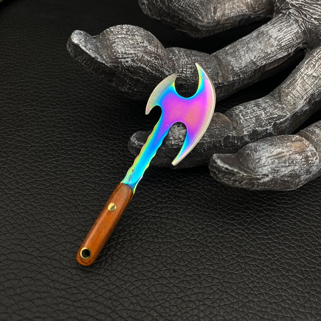 Mini Wooden Handle Saber Axe Stainless Steel Knife Tiny Etsy