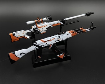 Miniatura CSGO AK47 Asiimov, pequeña CS2 Asiimov AWP 2 en 1, colección para gamers.