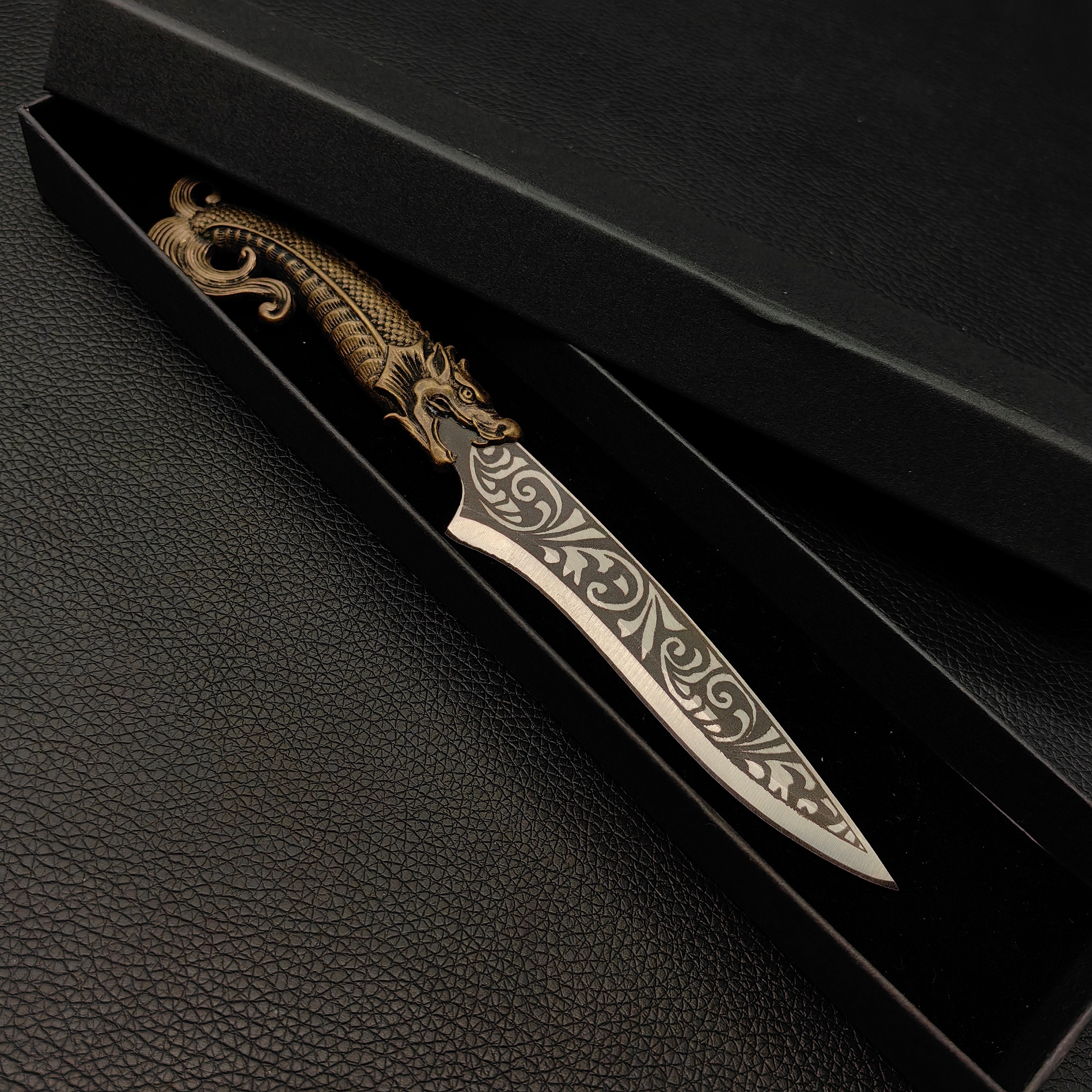 Hand-forged Brass Dragon Handle Letter Opener: Miniature Shotsword