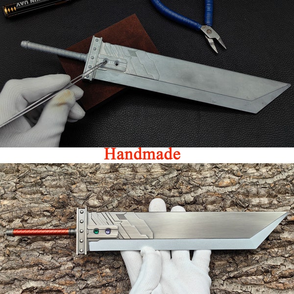 Hand-Polished Metal Cloud Buster Sword Cloud Strife's Sword Replica Game Fantasy Weapon One-Sixth Scale Handmade Sword 30CM/11.8"