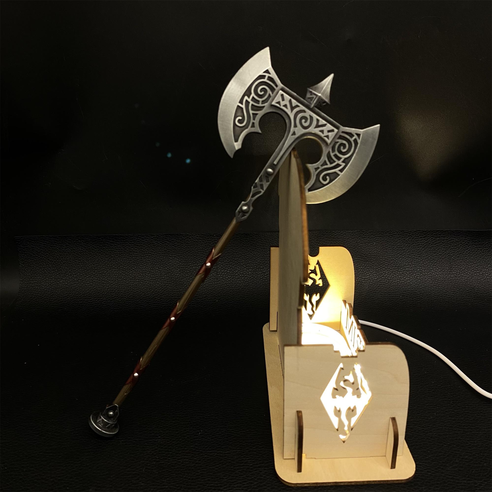 Skyrim Battle Axe Steel Viking Style Giant Axe 1:6 Metal Miniature One-Sixth Skyrim Steel Giant Axe Fan Art Game Room Decor