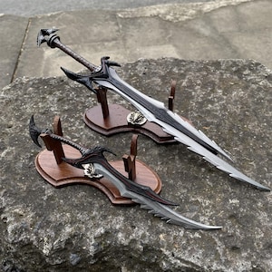 Skyrim Daedric Great Sword One Hand Daedric Sword 2 in 1 Pack Collective Skyrim Top Rank Sword Miniature Fan Art For Display
