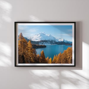 Engadin Switzerland Autumn Print, Swiss Alps Fall Landscape Photography, Graubünden Wall Art, Mountain Valley Fine Art, Travel Decor