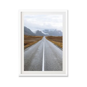 Stampa fotografica "Strada Islanda", paesaggio islandese per decorazioni murali scandinave, stampa artistica