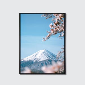 富士山の桜のプリント、日本の風景写真、桜の木の壁アート、日本の自然の装飾