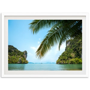Stampa artistica di viaggio della Thailandia, fotografia di palme, Koh Yao, decorazione da parete di Paradise Island